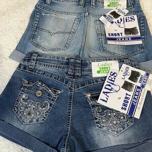 Ladies Blue Denim Shorts with Embroidery